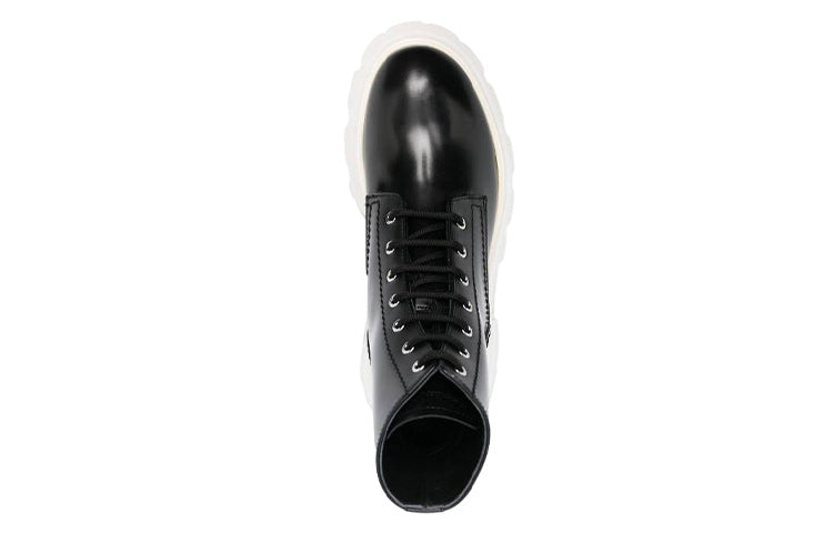 (WMNS) Alexander McQueen Leather Ankle Boots 'Black White' 708056WIC6C1595 #