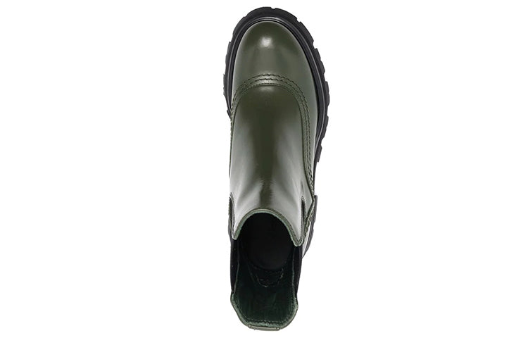 (WMNS) Alexander McQueen Leather Chelsea Ankle Boots 'Olive Black' 666368WHZ843241 #