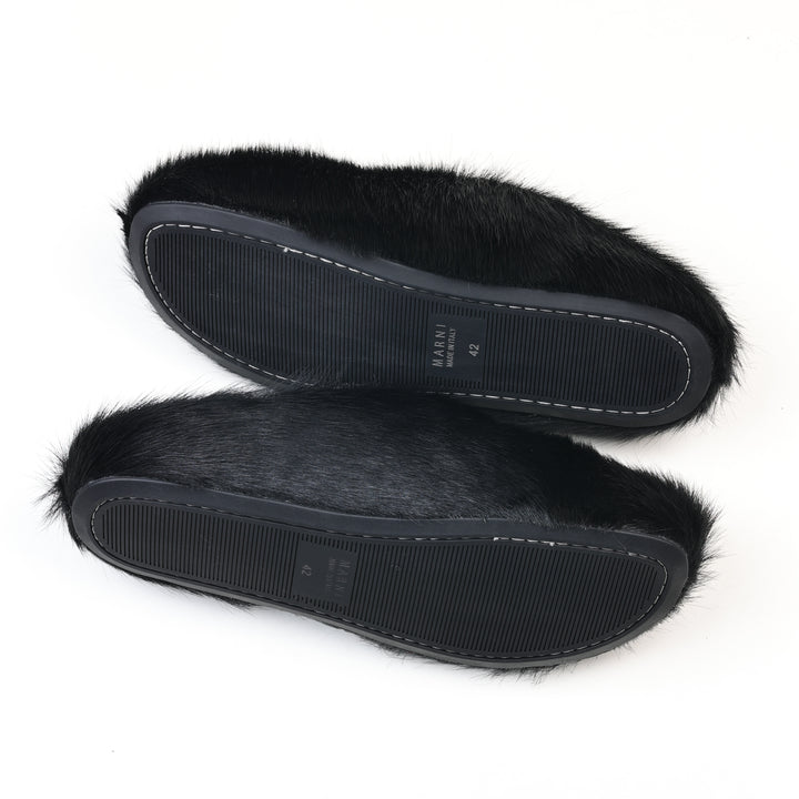 Marni Long-Hair Faux-Fur Mules
