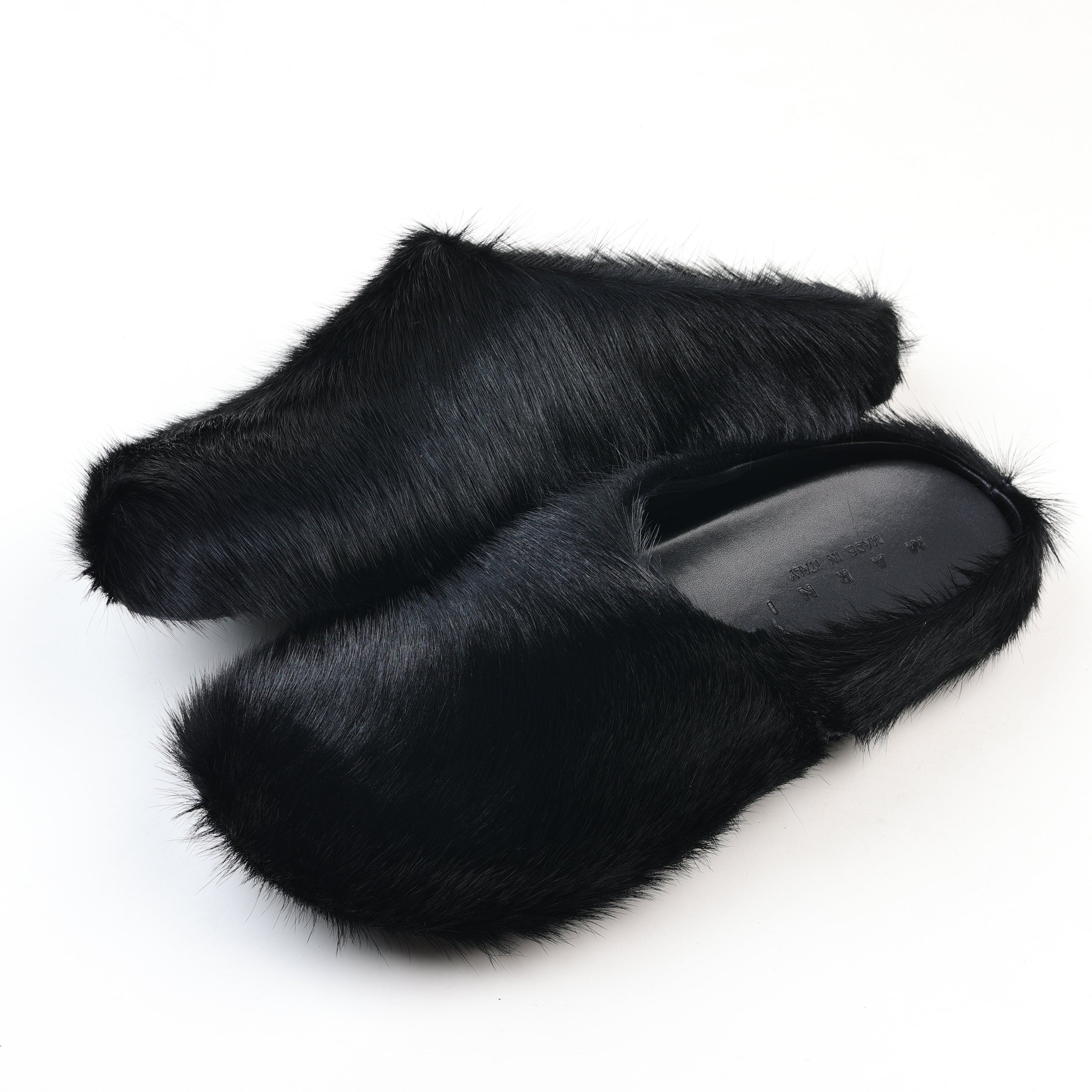 Marni Long-Hair Faux-Fur Mules