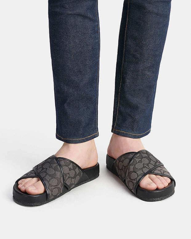 Coach Signature Cross Sandals