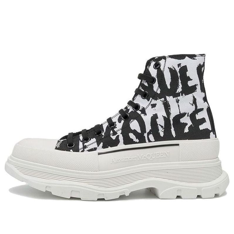Alexander McQueen Tread Slick Graffiti Boots 'White Black Cream' 705667W4TG49356 #