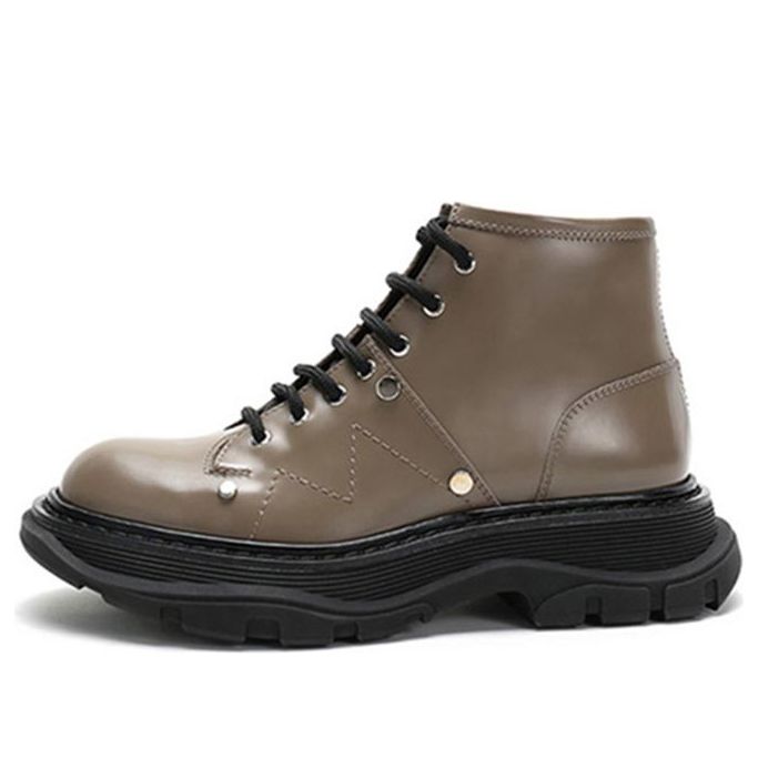 (WMNS) Alexander McQueen Lace Up Ankle Boots 'Khaki' 595469WHZ812610 #